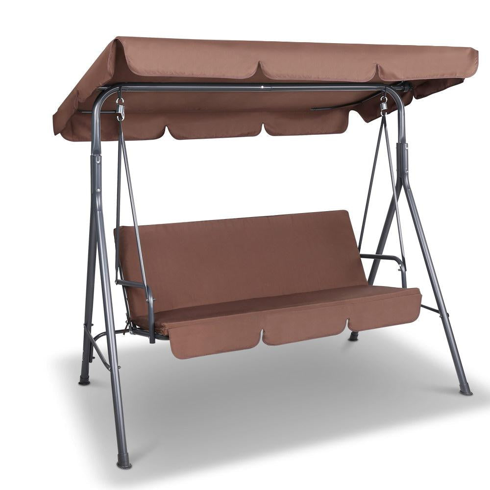 3 Seater Outdoor Canopy Swing Chair with Cushions - Perfect for Patio, Garden, and Backyard Relaxation - Enjoy Your Morning Coffee in Comfort