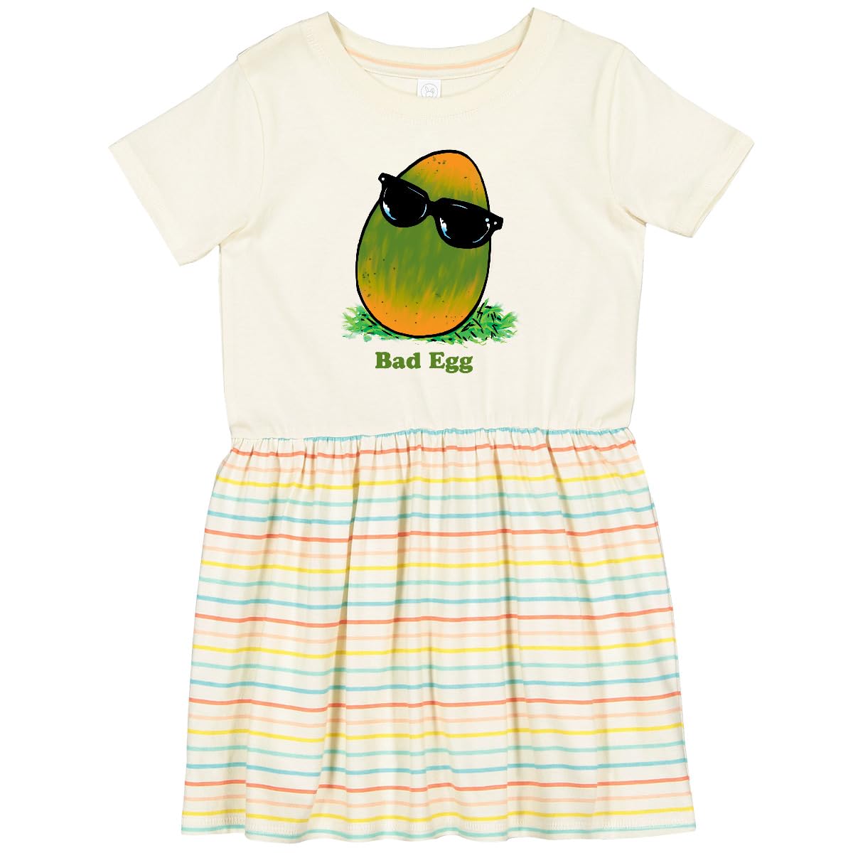 Inktastic Easter Green and Yellow Bad Egg with Sunglasses Toddler Dress - Cute Holiday Outfit for Easter Egg Hunts, Spring Parties & Family Photos