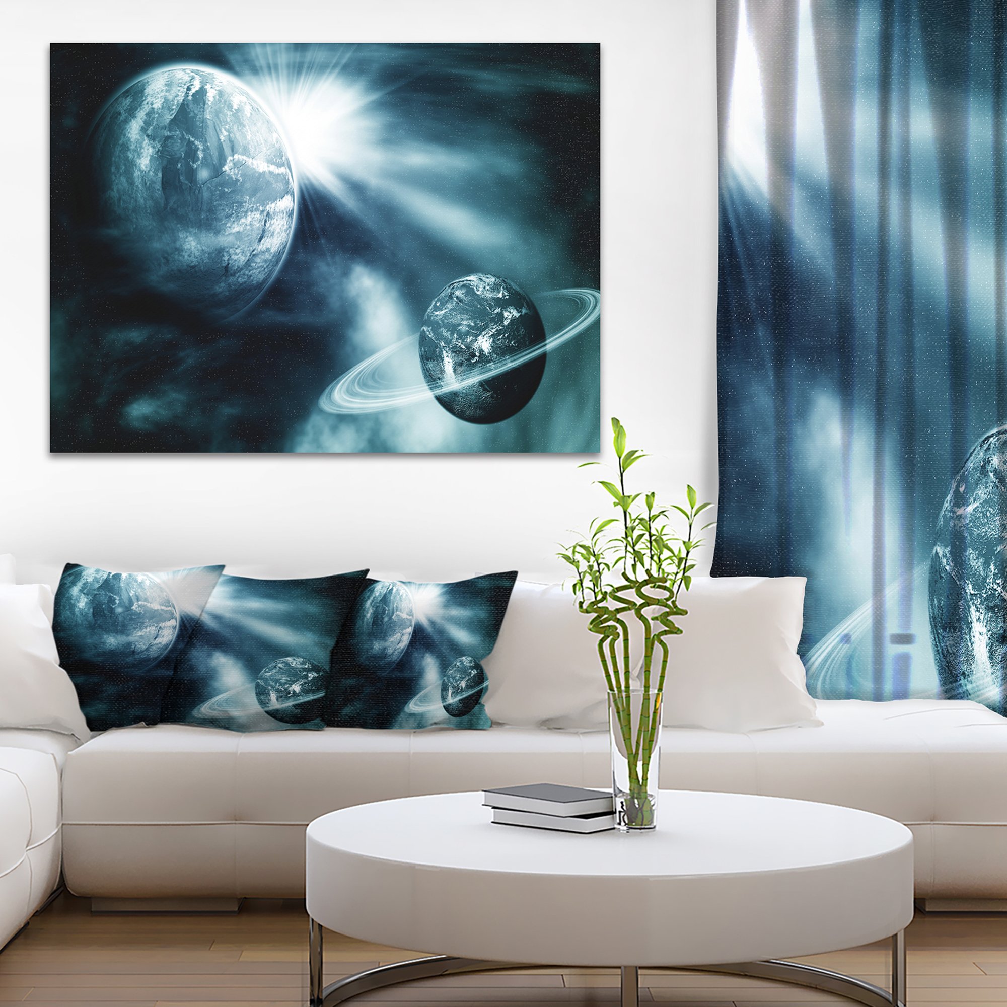Two Planets Space View Canvas Art Print - Stunning Galaxy Wall Decor for Living Room, Bedroom & Office