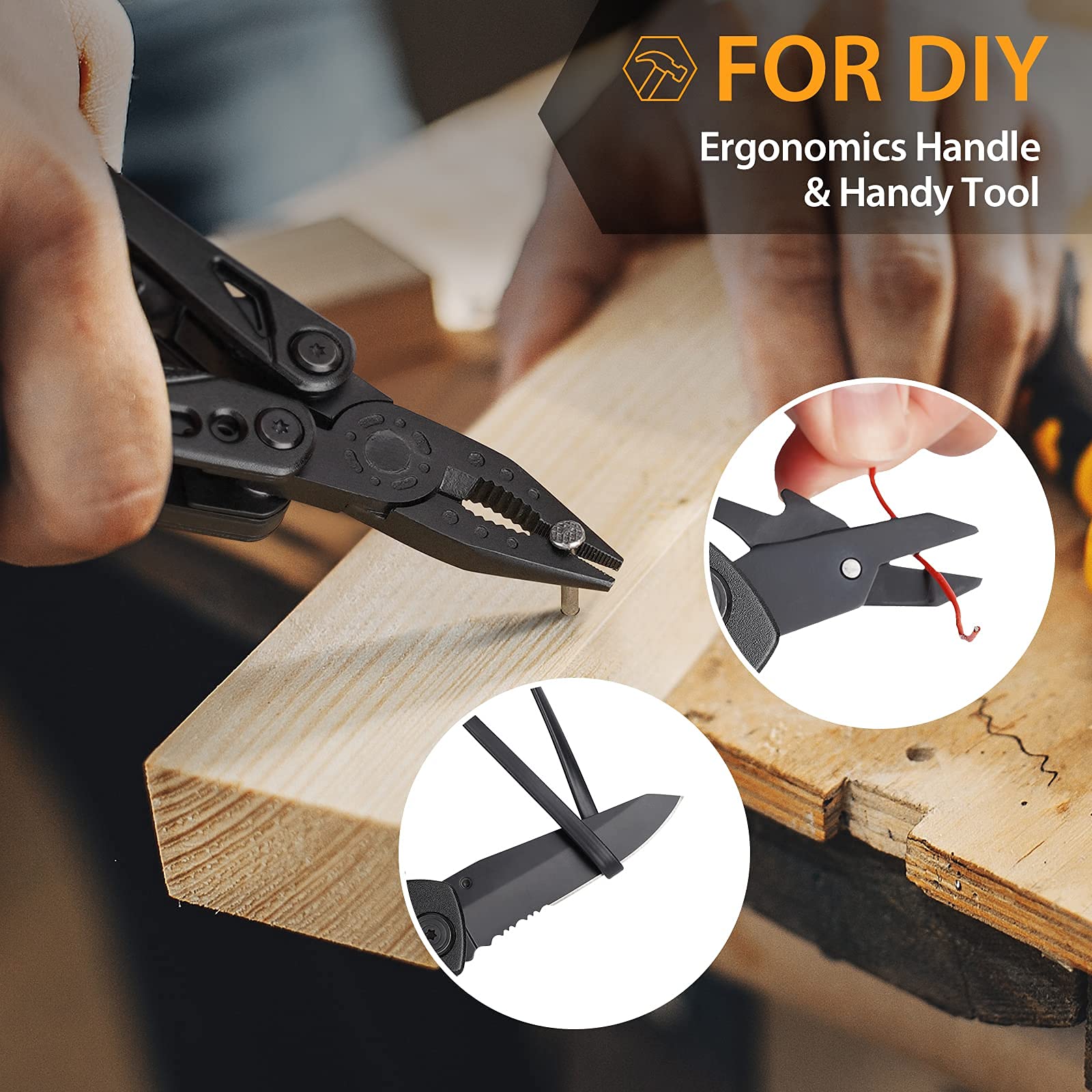 **16-in-1 Pocket Multitool Knife with Pliers - Best Christmas Stocking Stuffers for Men, Dad, Husband, Boyfriend - Camping, Hiking & Everyday Carry Gadget - Perfect Gift for Adults Who Have Everything**