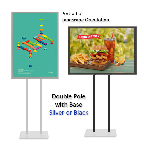 Double Pole Floor Stand 12x24 Sign Holder | 1 1/4