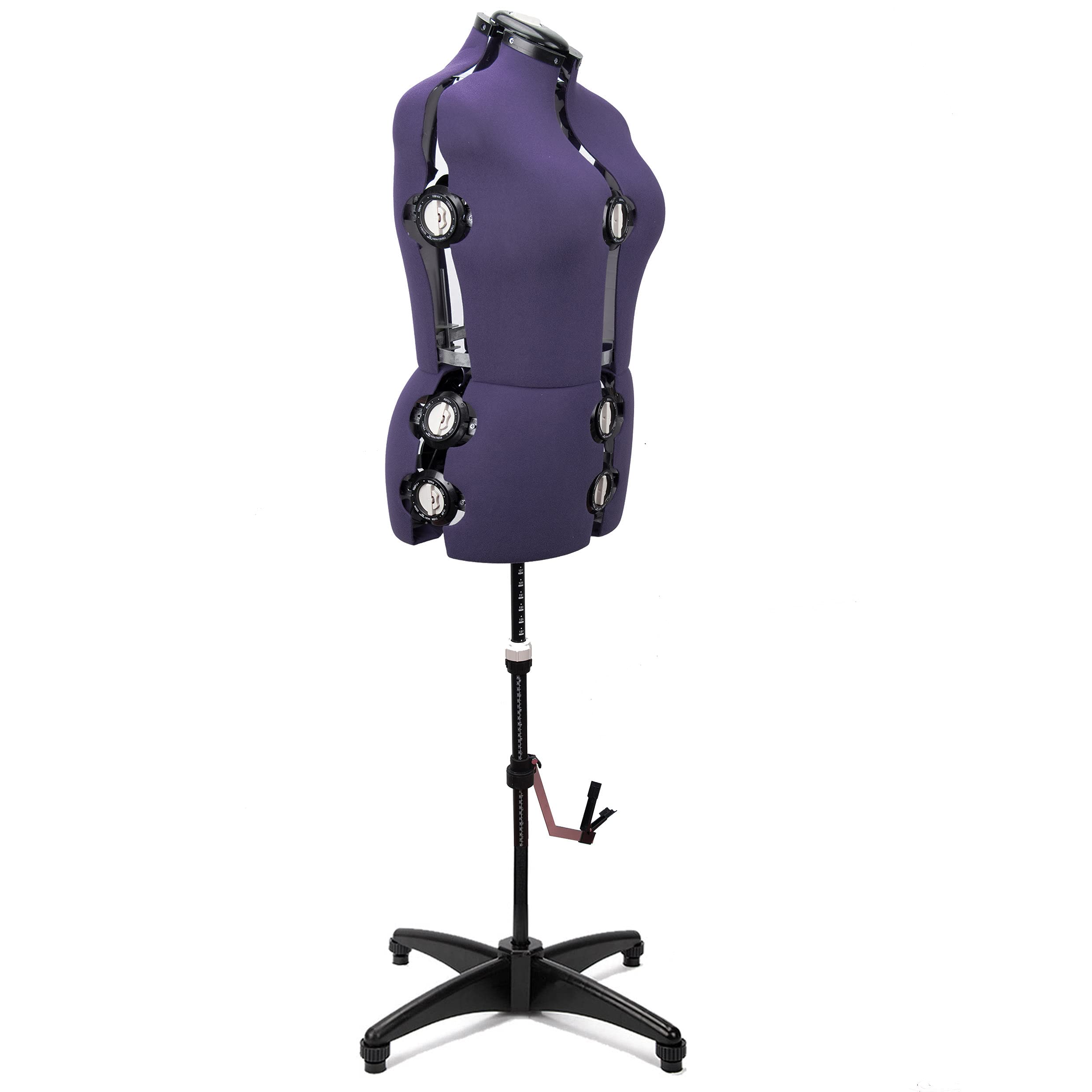 BHD BEAUTY Adjustable Dress Form Mannequin for Sewing - 13 Dials Purple Fabric Female Torso with Tripod Stand, Up to 70