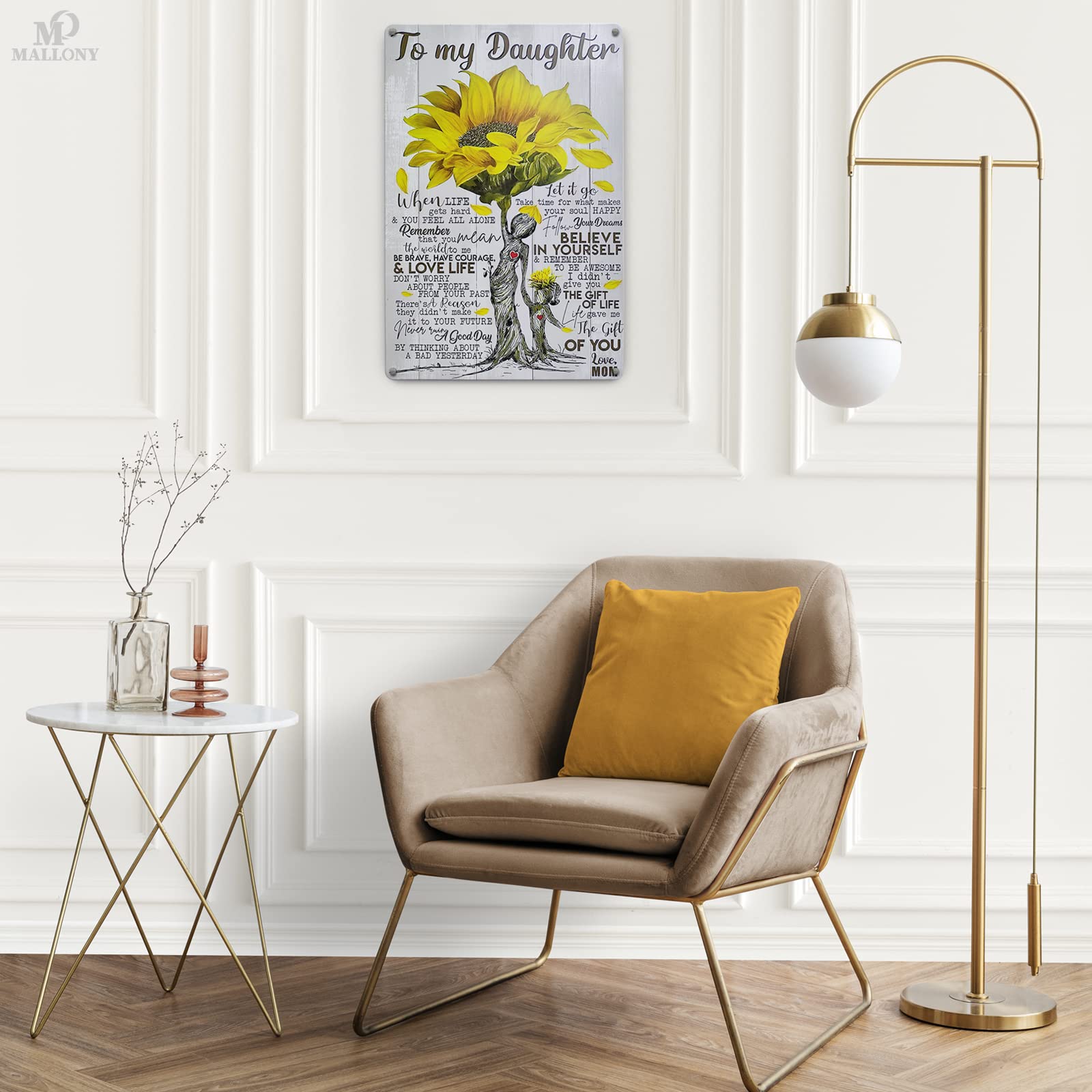 8x12 Inch Sunflower Motivational Wall Art for Daughter - Inspirational Sunflower Poster, Flower Pictures Wall Decor - Perfect for Bedroom, Nursery, or Gift Idea
