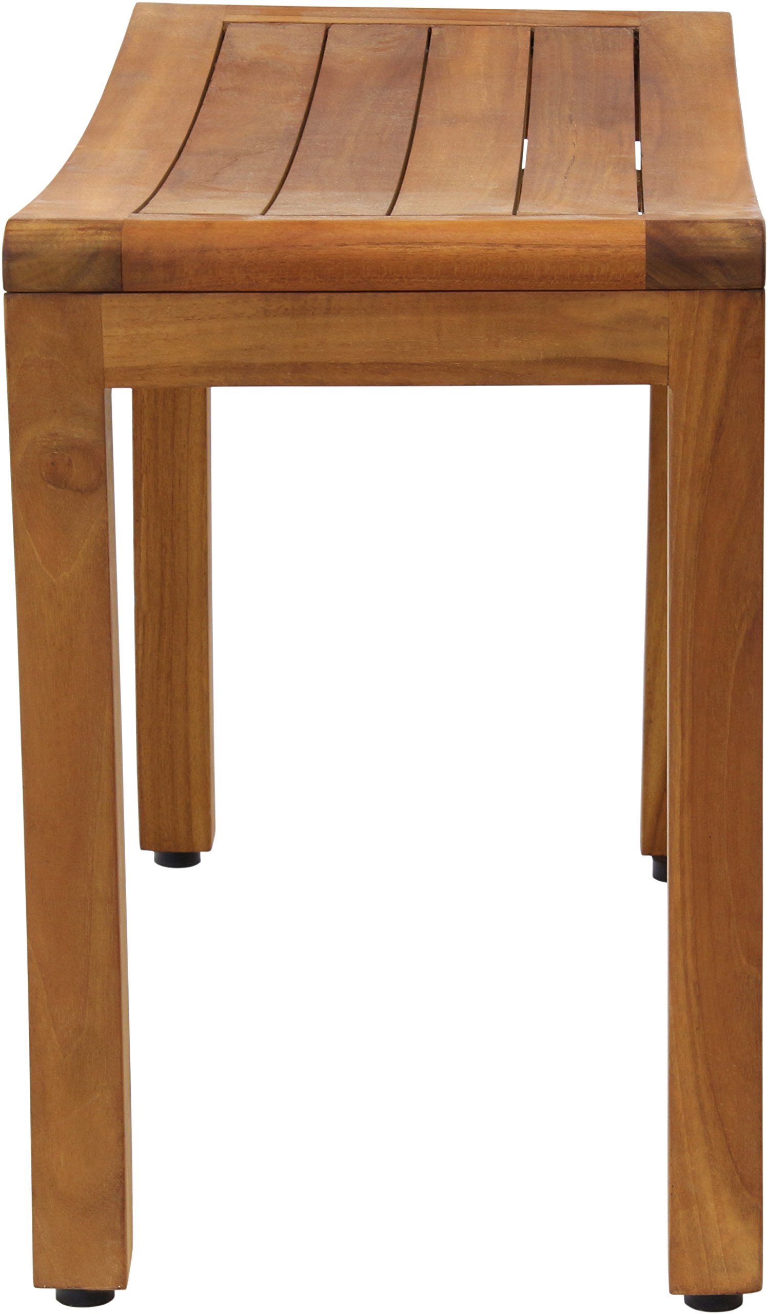 AquaTeak Asia Curve Teak Shower Bench 24 Inch - Premium Brown Teak Wood Bath Seat for Elderly & Disabled - Non-Slip Shower Stool for Bathroom Safety & Comfort - Perfect for Spa, Bathing, and Relaxation