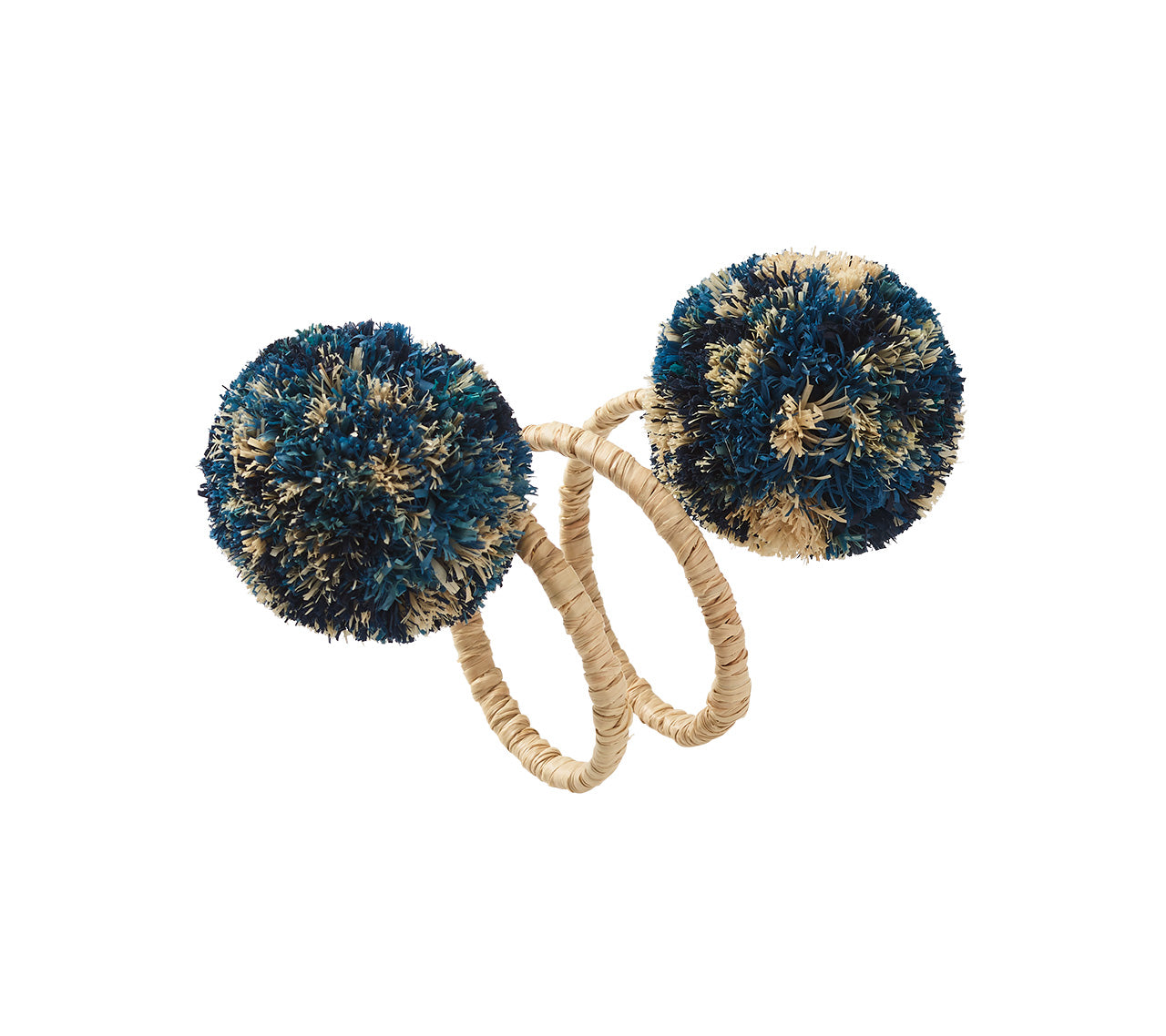 Casbah Napkin Ring Set of 4 - Natural & Blue Handcrafted Tableware for Elegant Dinner Parties & Holiday Decor