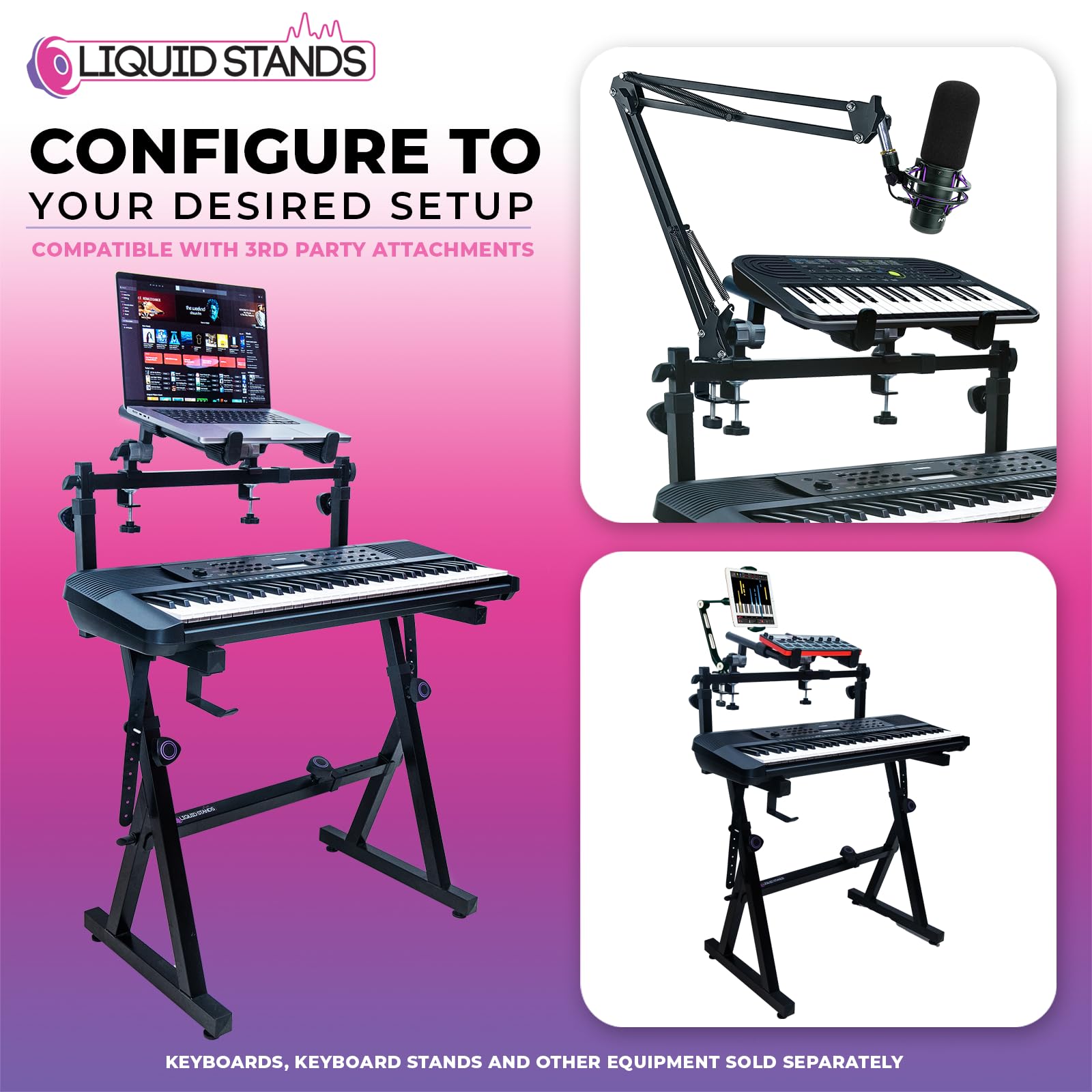 Dual Tier Z-Style Adjustable Piano Keyboard Stand - Heavy Duty & Portable Music Stand for 54, 61, 88 Key Digital Pianos, Synths & Electric Keyboards - Perfect for Home Studios, Live Performances & Music Classrooms