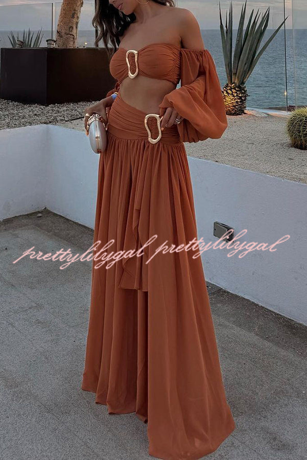Vacation Chic Chiffon High Rise Flowy Asymmetrical Drape Maxi Skirt - Women's Elegant Beach Cover Up Skirt for Summer Travel, Boho Outfits & Resort Wear