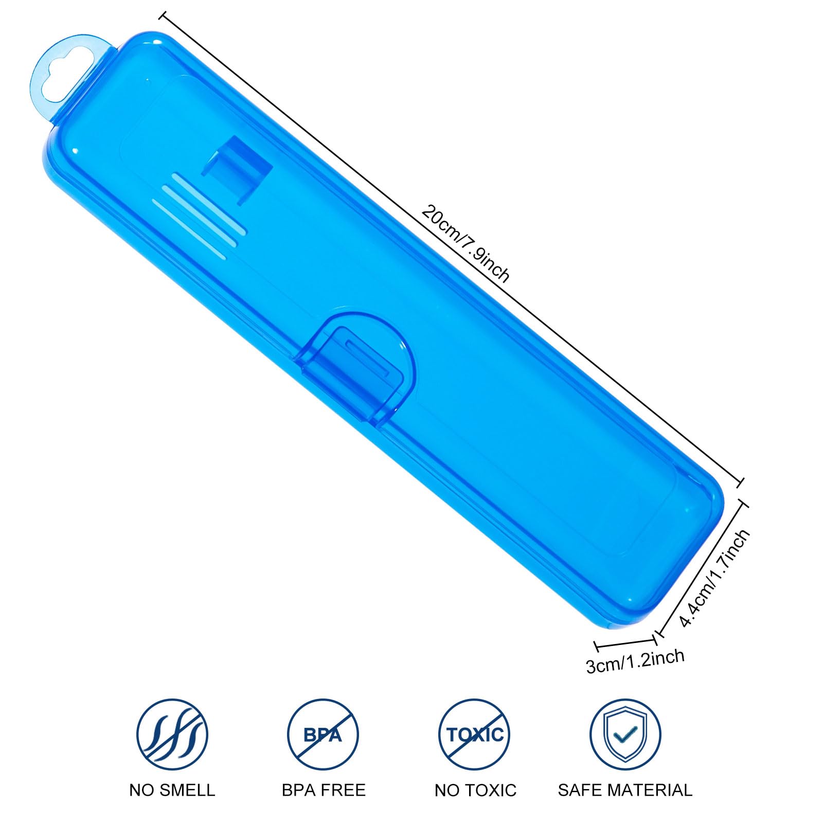 Yeeco 2 Pack Transparent Dark Blue Travel Toothbrush Case - Plastic Toothbrush Holder, Portable Travel Size (7.87 x 1.85 x 1.18 inches) for Camping, Gym, Business Trips & Vacation