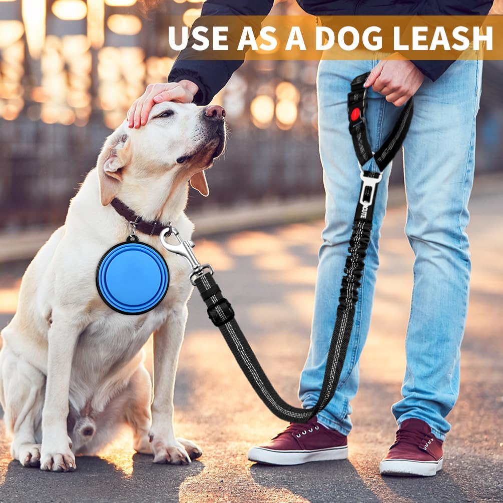 3-Piece Retractable Dog Seat Belt Set - Adjustable Heavy Duty Pet Car Harness for Vehicle Headrest Restraint - Elastic & Durable Safety Belt for Small, Medium & Large Dogs - Perfect for Road Trips, Vet Visits & Daily Car Rides