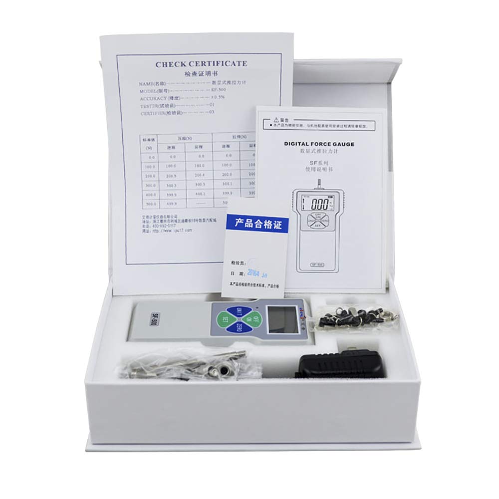 SF-500N Digital Force Gauge - High Precision 50KG/500N/110LB Digital Dynamometer Pressure Tester for Industrial Testing, Material Strength Analysis & Quality Control Applications