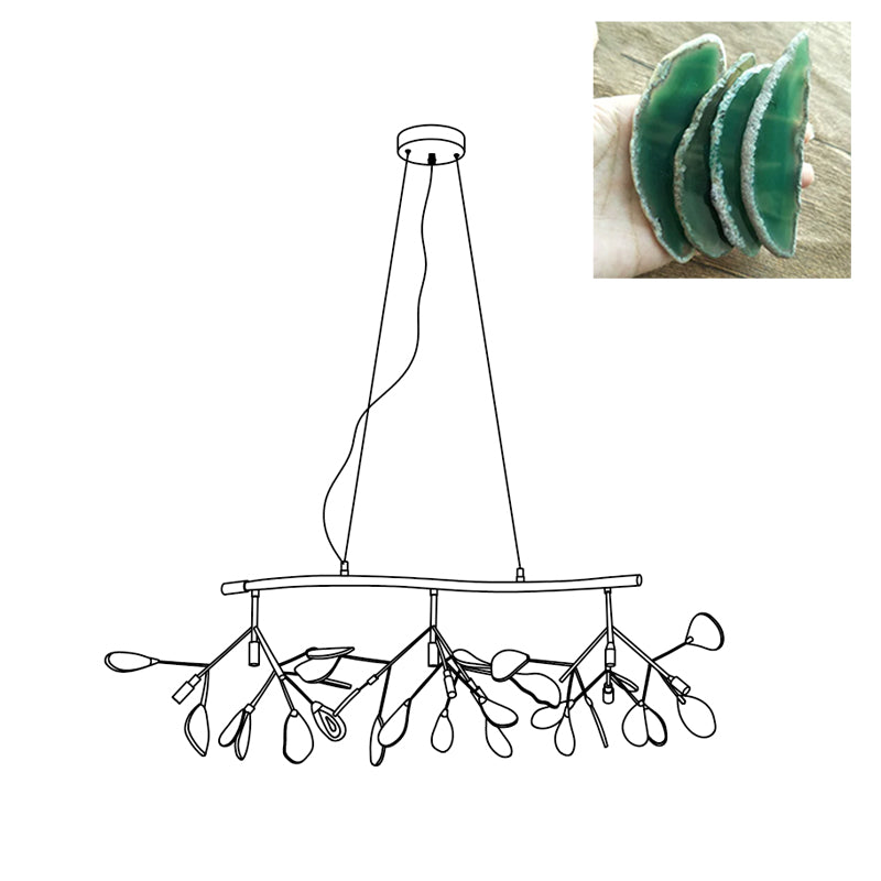 Agate Flake Chandelier - Elegant Natural Stone Crystal Ceiling Light Fixture for Dining Room, Living Room, Bedroom Decor | Modern Luxury Home Lighting