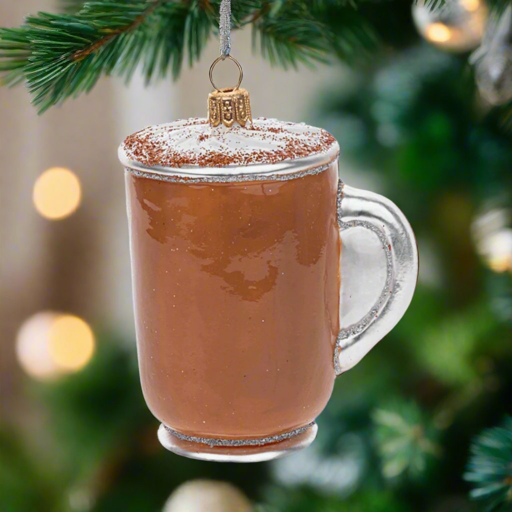 Pumpkin Spice Latte Christmas Ornament - Handmade Ceramic Coffee Cup Decor for Holiday Tree, Home, Office | Perfect Gift for Coffee Lovers, Fall & Winter Season Decorations