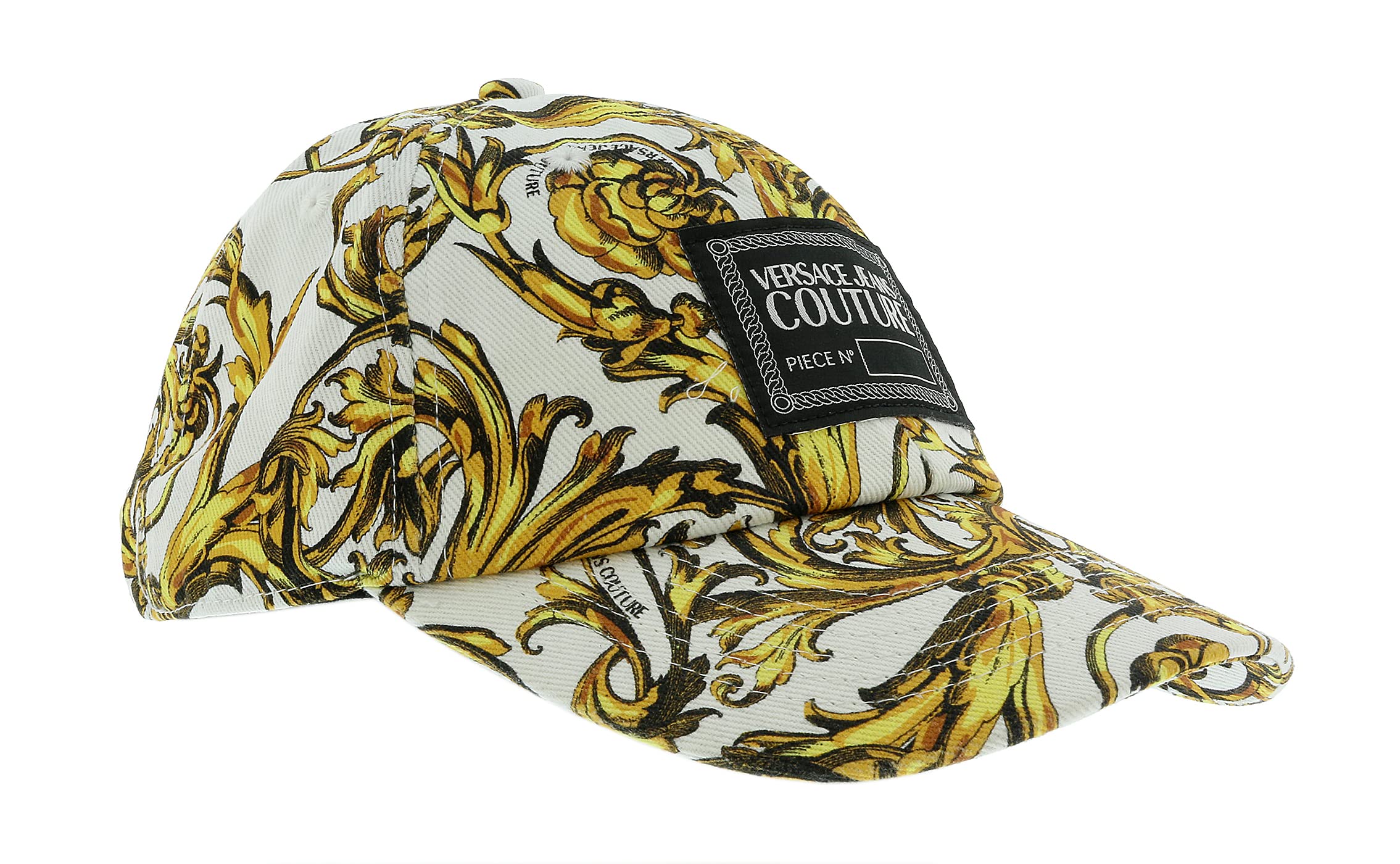Versace Jeans Couture Baroque White Baseball Cap for Men & Women - Fashion Luxury Hat for Streetwear, Casual Outfits & Summer Sun Protection