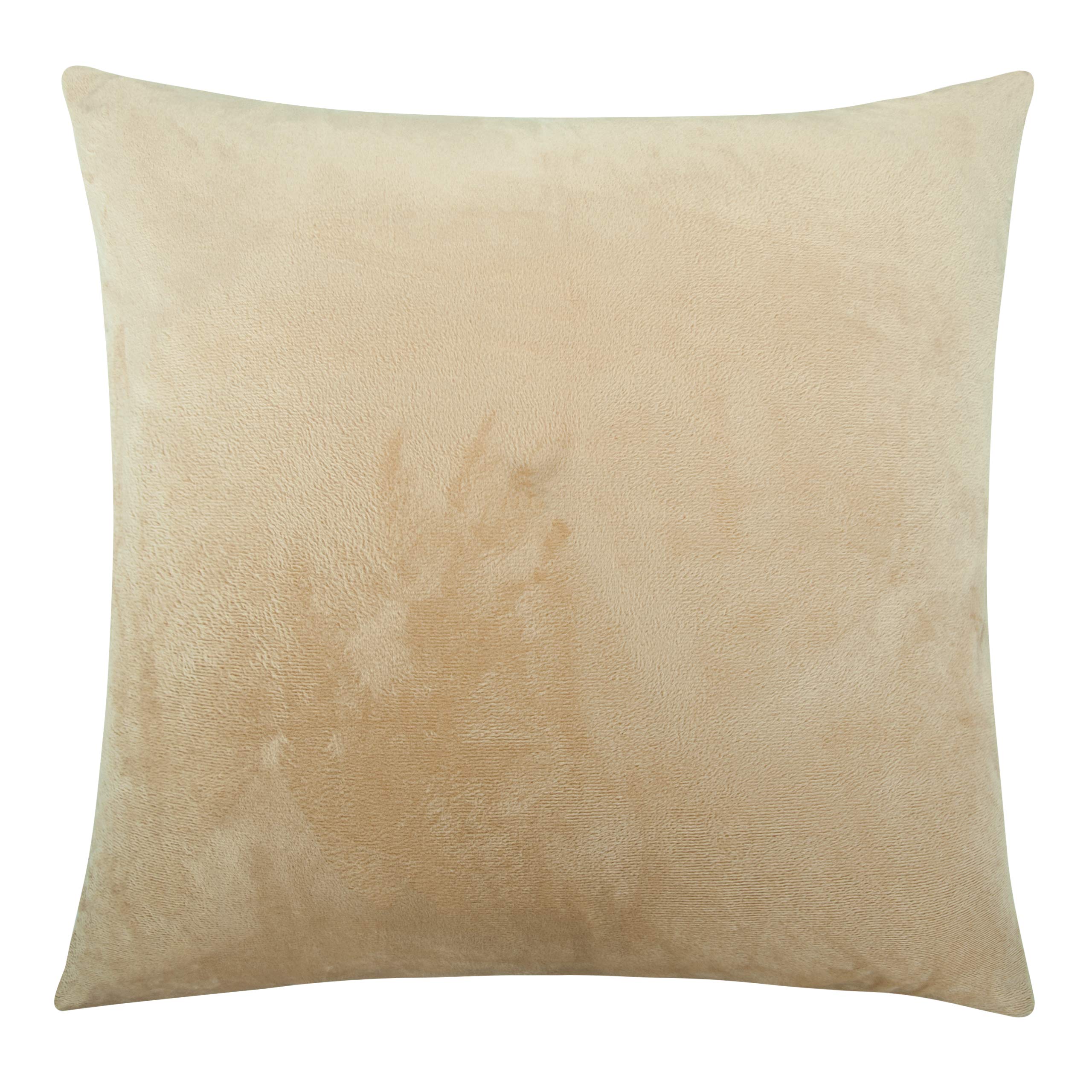 NTBAY 26x26 Inches Velvet Square Zippered Throw Pillow Cover - Super Soft Luxury Decorative Euro Cushion Cover for Sofa, Couch, Bed & Home Decor (Khaki) | Perfect for Living Room, Bedroom & Office Accent