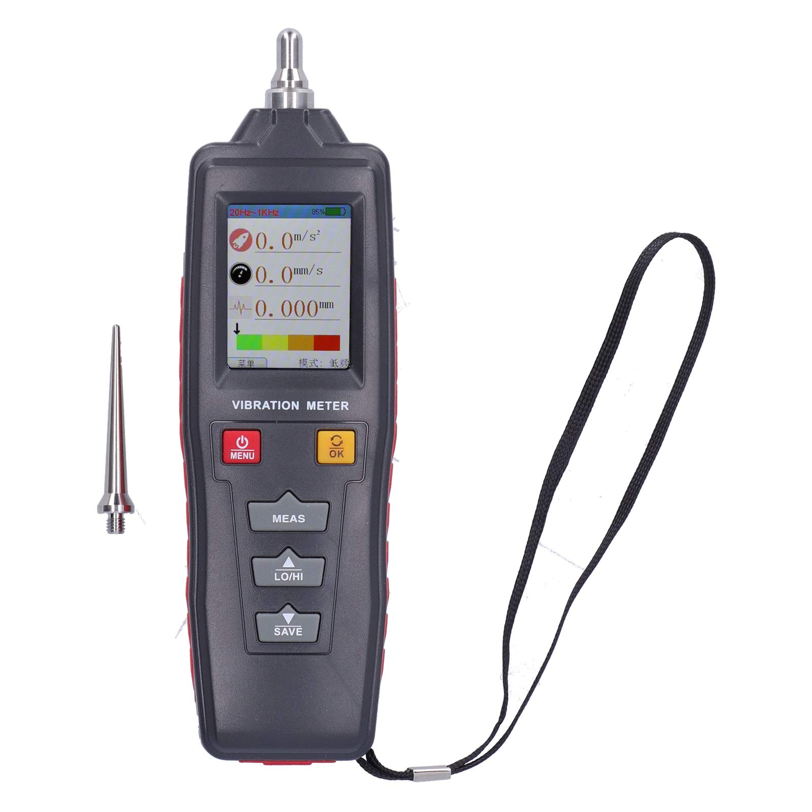 WT63B Digital Vibration Meter - High Sensitivity Portable Vibration Tester with Accelerometer, Resettable Job Timer & Color LCD Display | Industrial Equipment Maintenance, Machine Condition Monitoring, HVAC System Diagnostics