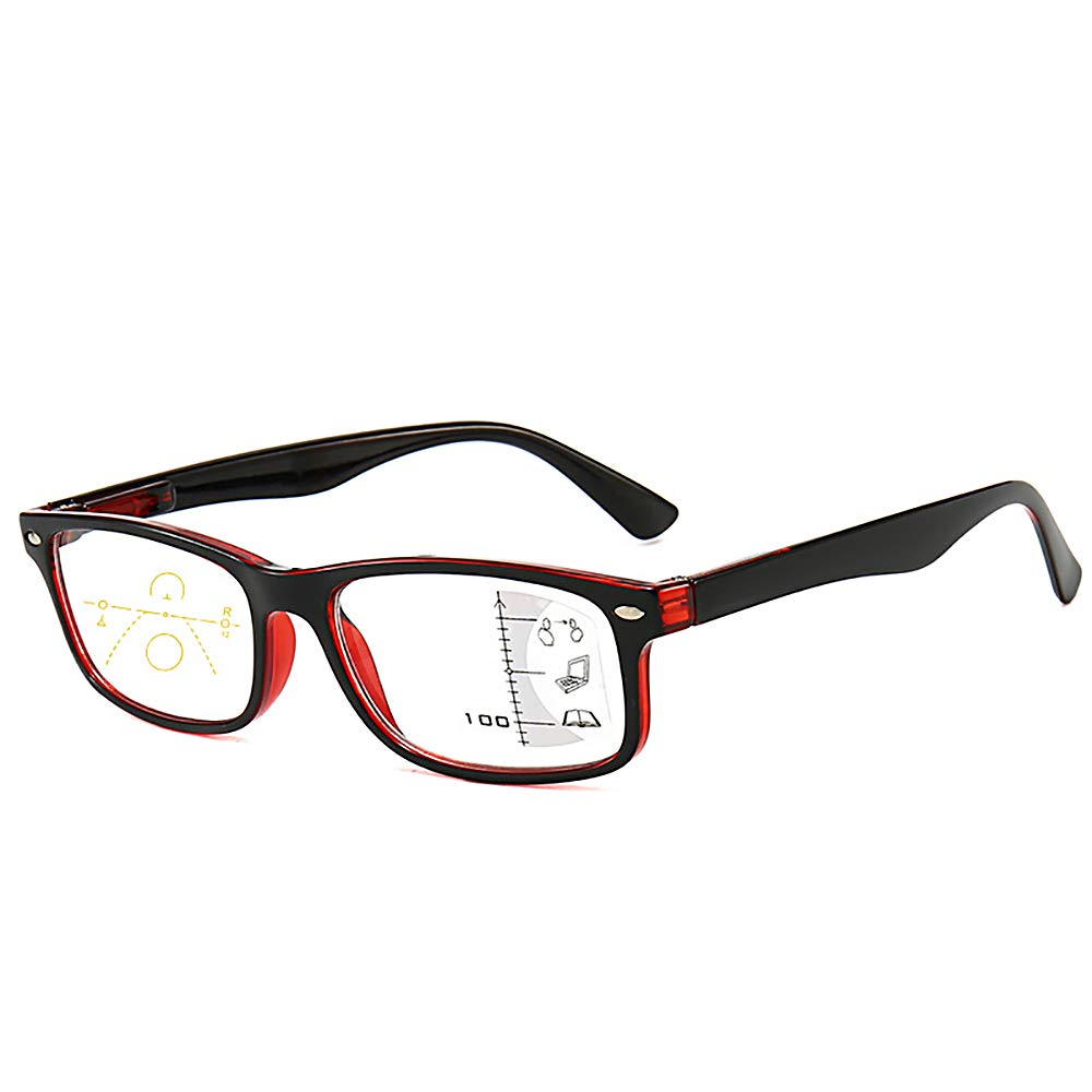 Upgraded Progressive Multifocal Reading Glasses with Blue Light Blocking & Smart Lens - Retro Style for Computer Work, Reading, and Screen Use