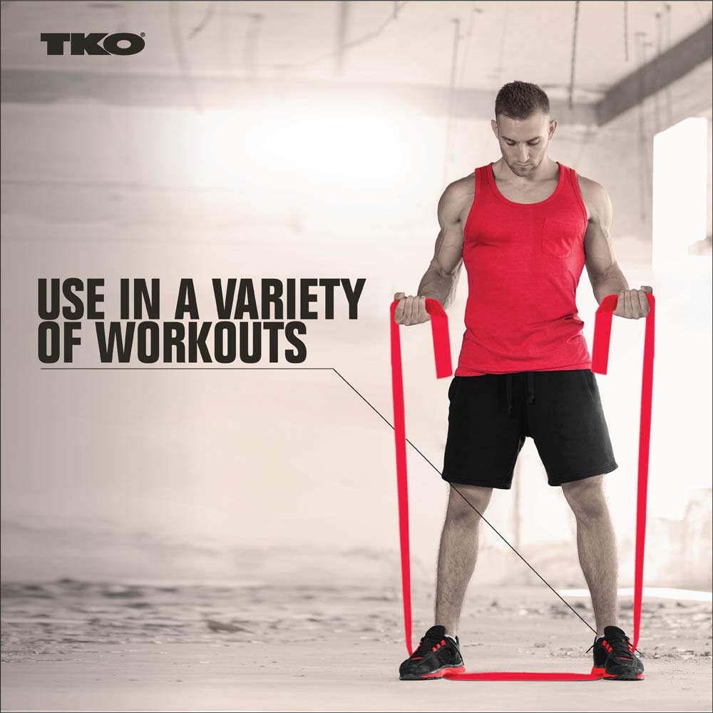 TKO Resistance Bands Set - 3 Pack with Light/Medium/Heavy Levels - Premium Elastic Exercise Bands for Home Gym, Physical Therapy & Full Body Workouts (Ideal for Women & Men) - Perfect for Strength Training, Yoga, Pilates and Rehabilitation Exercises