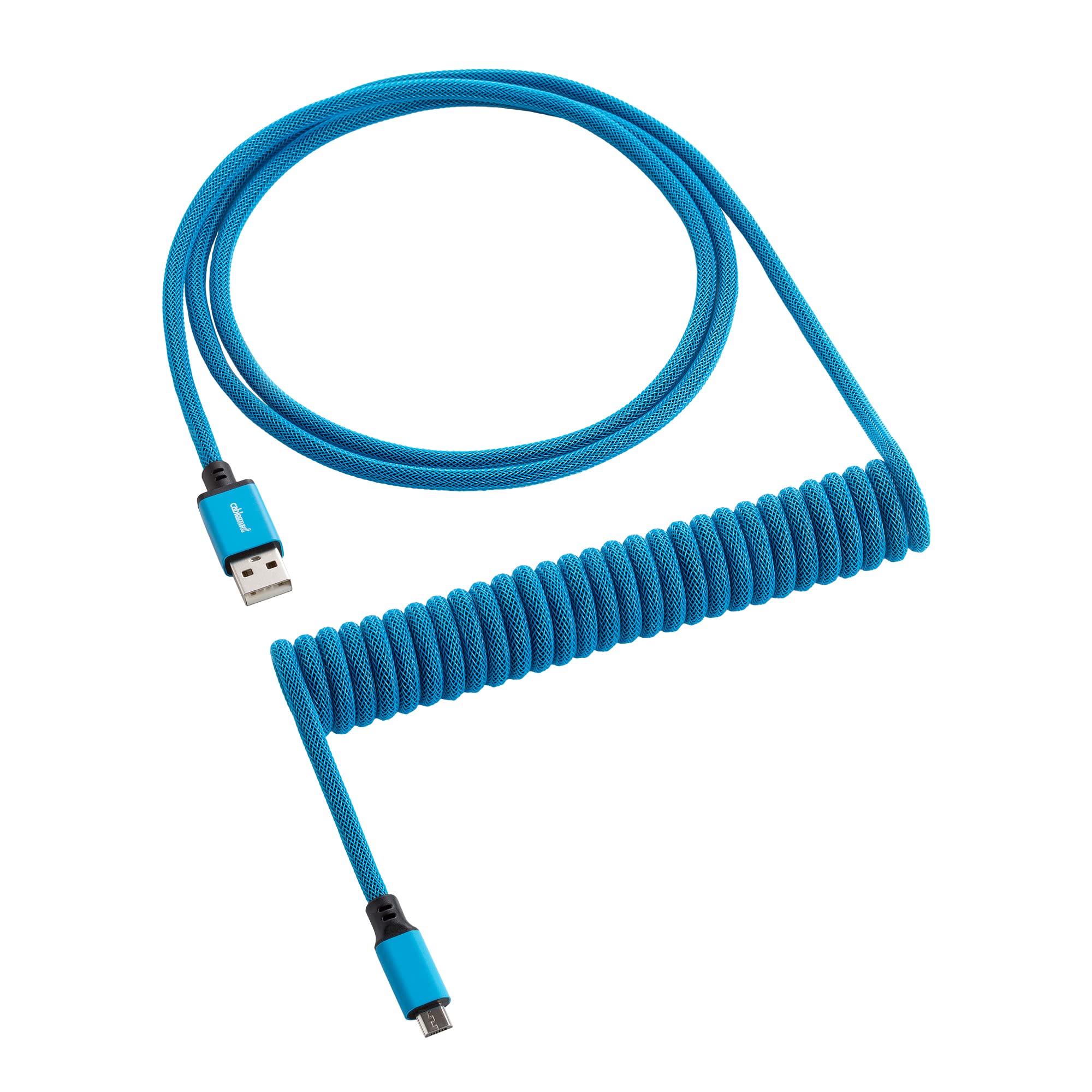 CableMod Classic Coiled Keyboard Cable - USB A to Micro USB 5.9ft (150cm) - Spectrum Blue - Premium Braided USB Cable for Mechanical Keyboards (Gaming, Office, Typing Setup)
