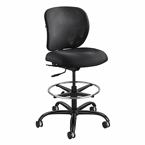 Black CarteRE Drafting Chair - Adjustable Ergonomic Gaming & Office Chair with Swivel Base for Home Office, Computer Desk, and Gaming Setup - Perfect for Long Work Hours, Online Classes, and PC Gaming Sessions