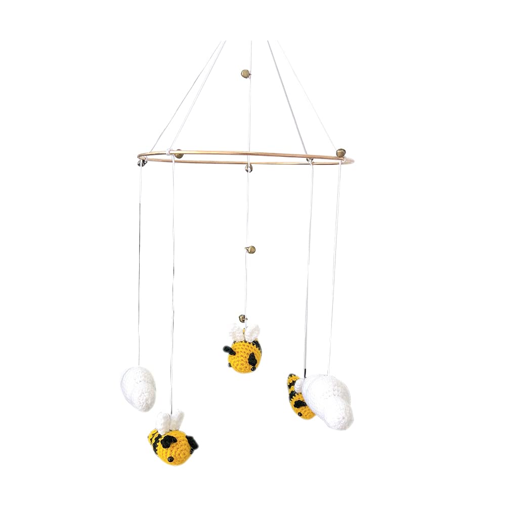 1pc Baby Girl Nursery Mobile Hanging Toy - Handmade Knitted Cloud Crib Decor, Boho Wall Tapestry for Newborn Room, Stroller & Cart Accessory | Perfect for Infant Bedroom, Daycare & Gift Giving