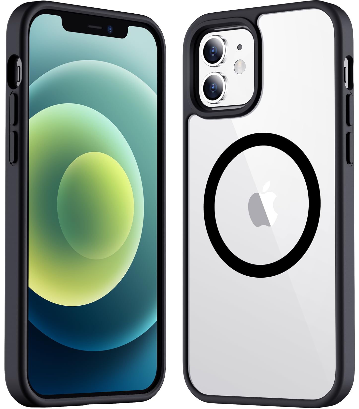 Temdan iPhone 12 Case & iPhone 12 Pro Case - Slim Shockproof Magnetic Phone Cover [Anti-Yellowing] Black | Perfect for Work, Travel & Everyday Protection