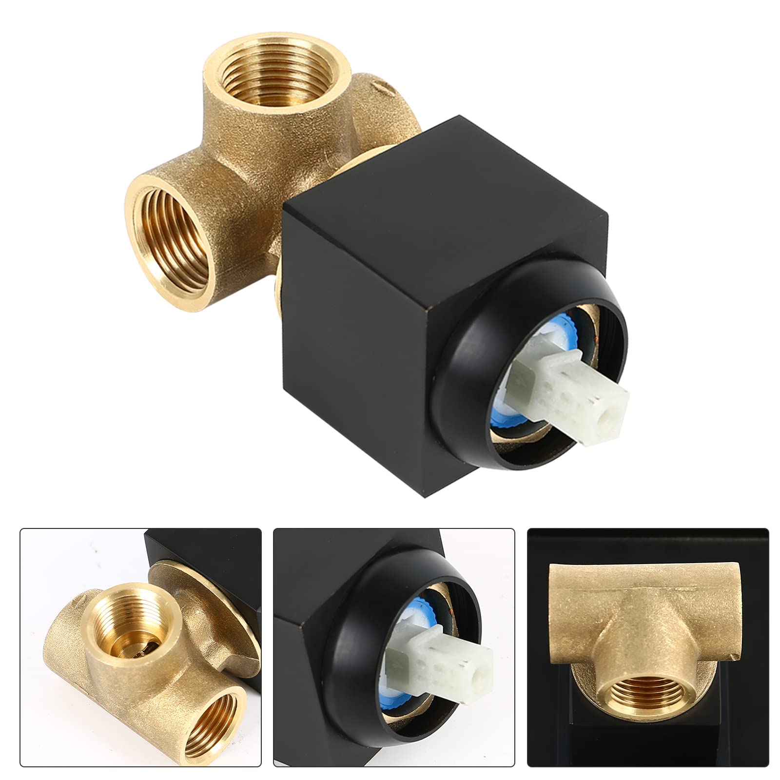 Premium All-Copper In-Wall Shower Mixer Valve Kit with Screw Wrench - Square Tee Concealed Shower Faucet in Black for Modern Bathrooms | Perfect for Bathroom Renovation & Luxury Shower Systems
