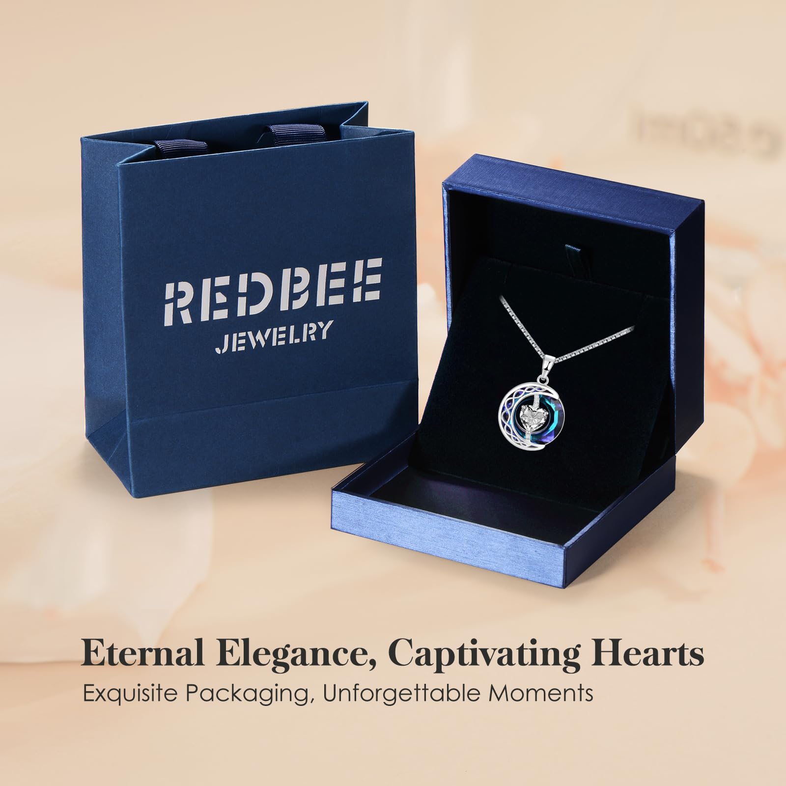 Blue Sapphire Necklace for Women - Moon Pendant Birthstone Jewelry in S925 Sterling Silver with Crystal | Elegant Gift for Wife, Girlfriend or Mom | Perfect for Birthday, Anniversary & Special Occasions