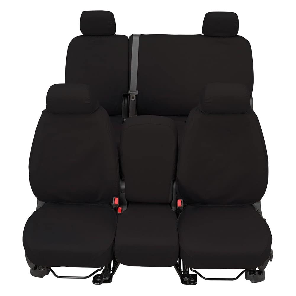 Covercraft Custom-Fit Front Bench SeatSaver Seat Covers - Durable Polycotton Fabric, Charcoal Black - Perfect for Trucks, SUVs & Cars - Protects Against Stains, Spills & Wear