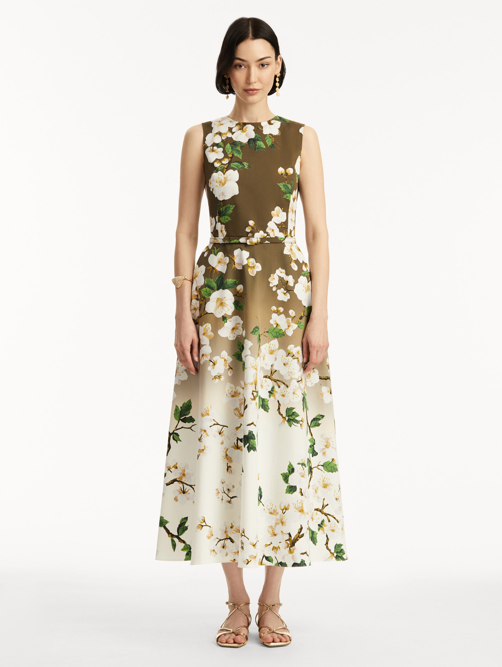 Ombré Cherry Blossom Floral Print Dress for Women - Spring Summer Casual Maxi Dress for Beach, Wedding & Party Occasions