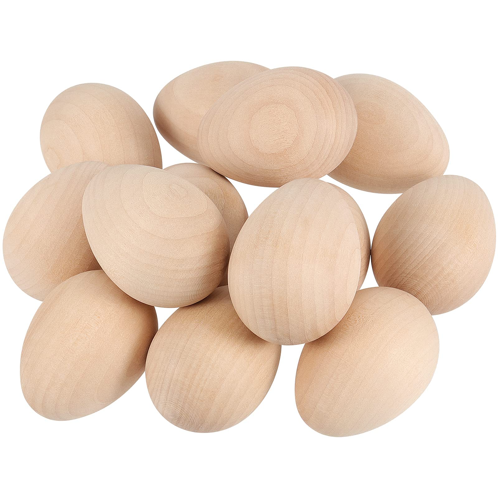 SHEUTSAN 40 Pack Unfinished Wooden Easter Eggs - 2-1/2 x 1-3/4 Inches Smooth Fake Wood Eggs for DIY Crafts, Home Decor, Spring Party & Easter Basket Fillers