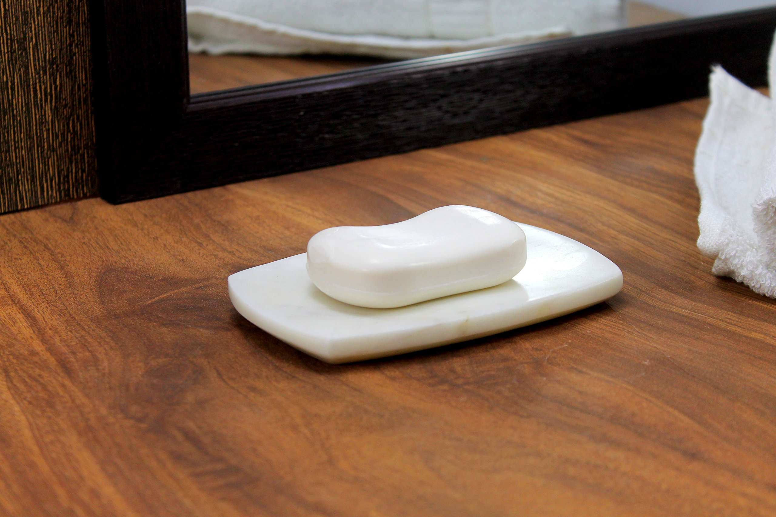 KLEO White Marble Soap Dish - Elegant Bathroom Accessory for Sink, Bathtub & Shower | Perfect for Spa, Hotel & Home Decor