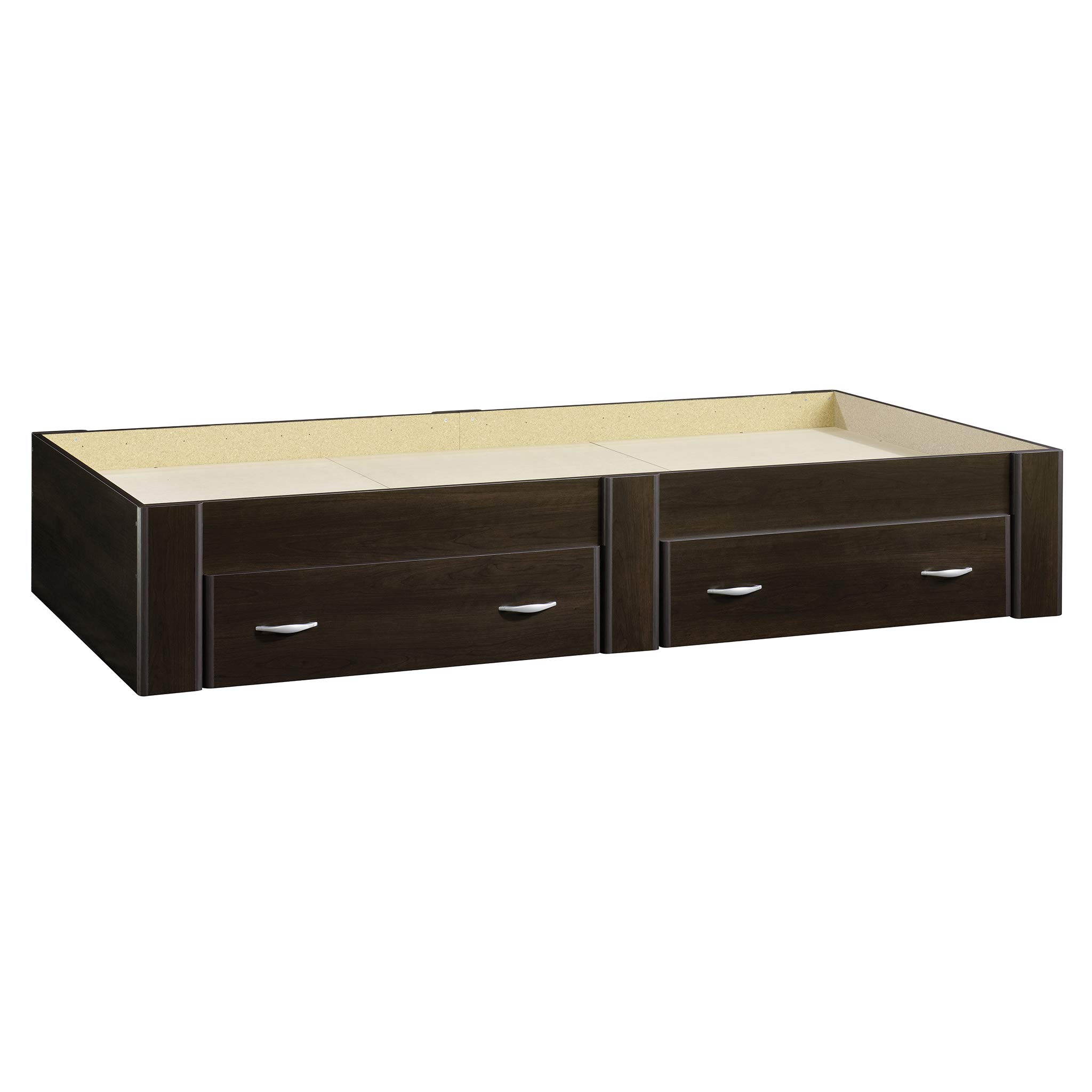 Sauder Beginnings Twin Size Platform Bed Frame with Storage Drawers in Cinnamon Cherry Finish - Perfect for Kids Rooms, Guest Bedrooms & Small Space Living