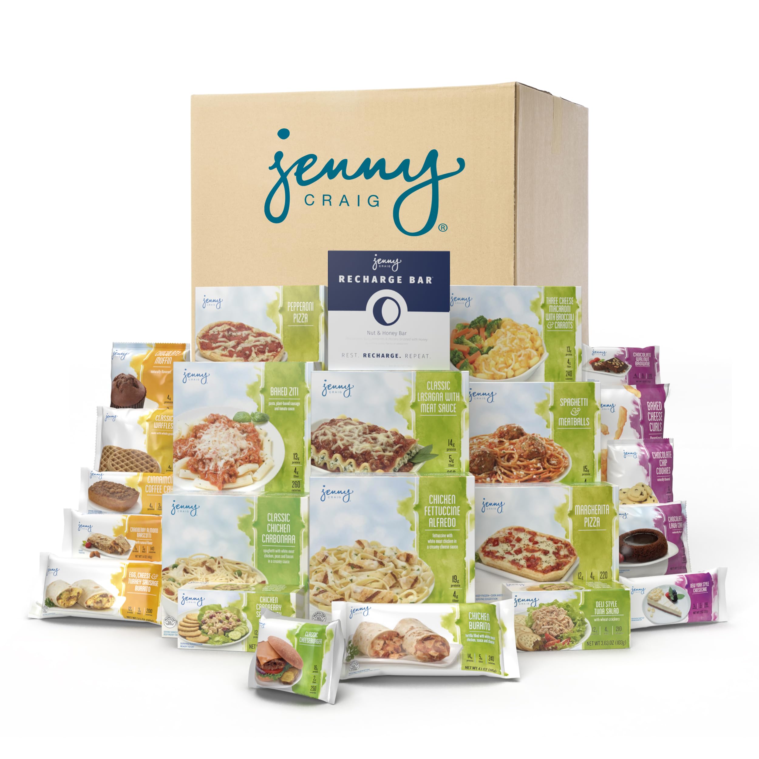 Jenny Craig 7-Day Weight Loss Meal Kit - 28 Frozen Meals & 7 Protein Bars for Breakfast, Lunch, Dinner & Snacks | Easy Diet Plan for Busy Professionals & Weight Management | Perfect for Office Lunch, Quick Dinners & Healthy Meal Prep