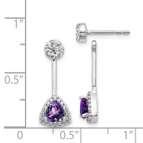 14KT 0.62 CTW Amethyst & 0.32 CTW Diamond Trillion Halo Earrings - Elegant Purple Gemstone Jewelry for Women, Perfect for Weddings, Parties & Special Occasions