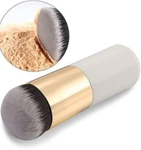 MASTADI Round Foundation Brush & Blusher - Chubby Makeup Brush for Liquid & Powder Cosmetics - Soft Synthetic Bristles - Perfect for Foundation, Blush & Contouring (White, Pack of 1) - Ideal for Professional Makeup Artists & Home Beauty Routines