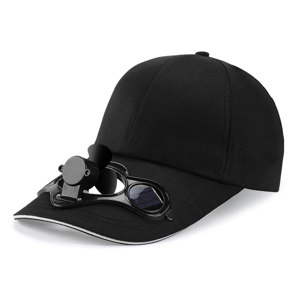 IOOOFU Solar Powered Cooling Fan Baseball Cap - Adjustable Sun Visor Hat for Men & Women, UV Protection, Outdoor Sports, Hiking, Fishing & Summer Activities (Dark)