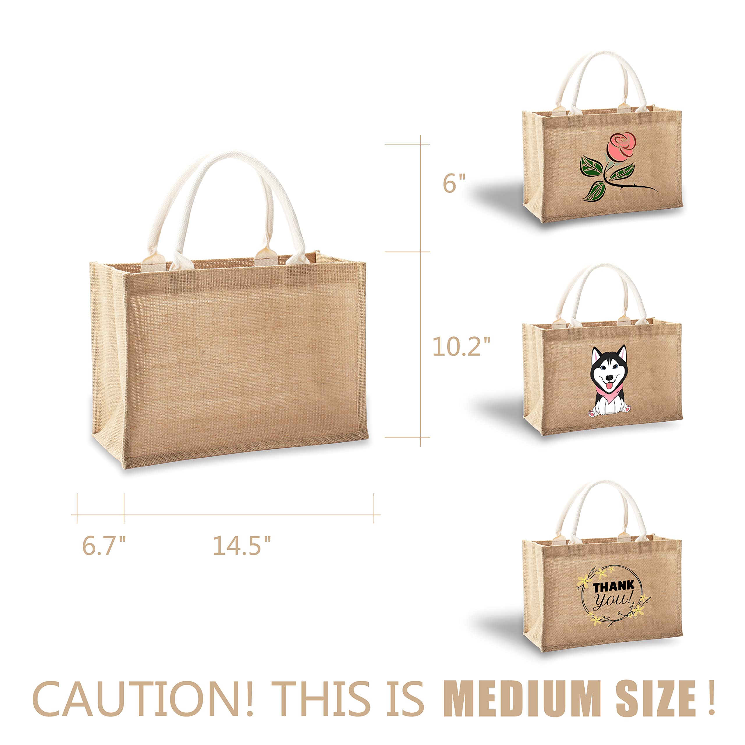 Eco-Friendly Jute Tote Bags with Handles - 14.5