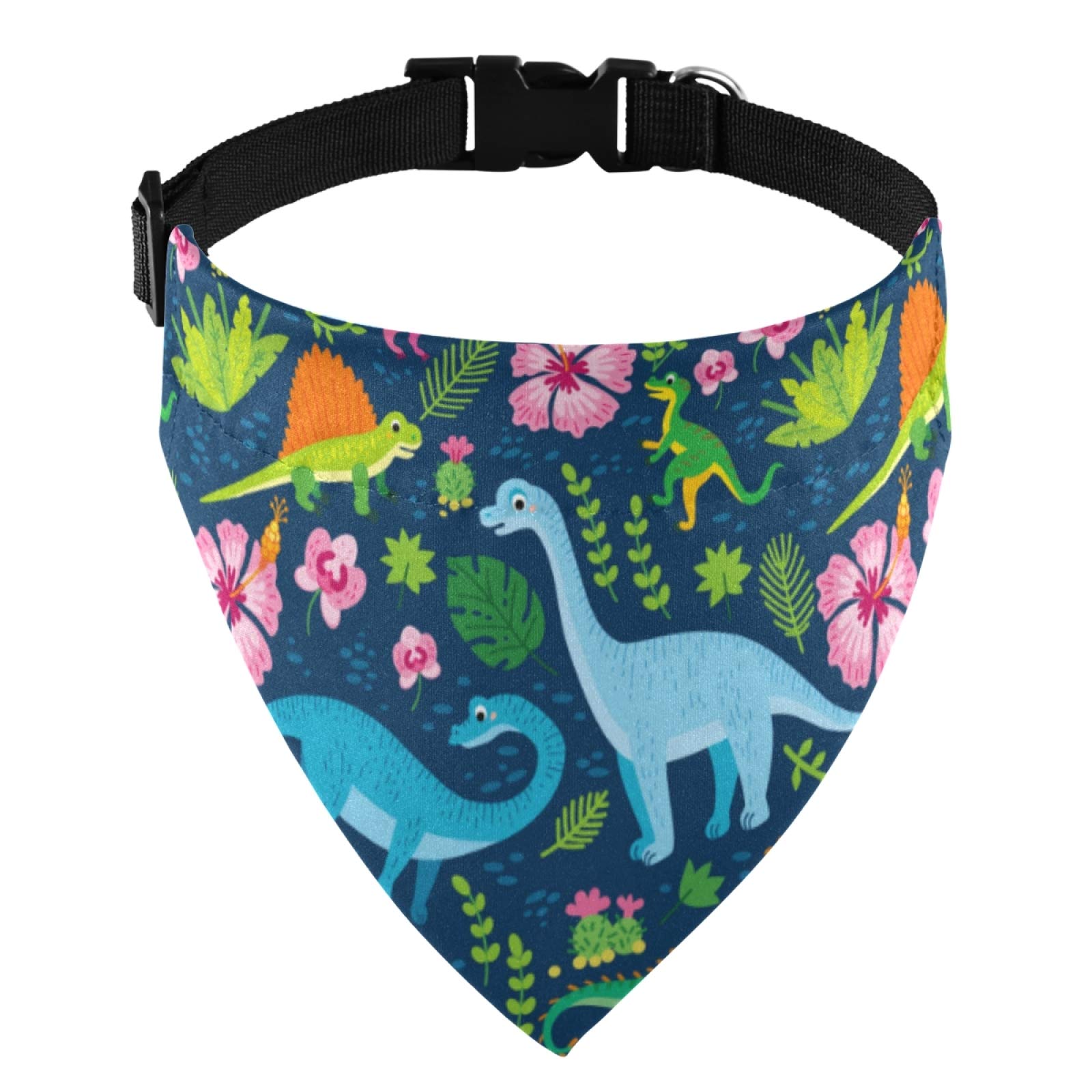 Dinosaur Dog Bandana with Adjustable Buckle - Cute Cartoon Pattern Triangle Scarf for Small, Medium & Large Dogs - Washable Pet Bandana Collar for Daily Walks, Pet Parties & Photo Shoots
