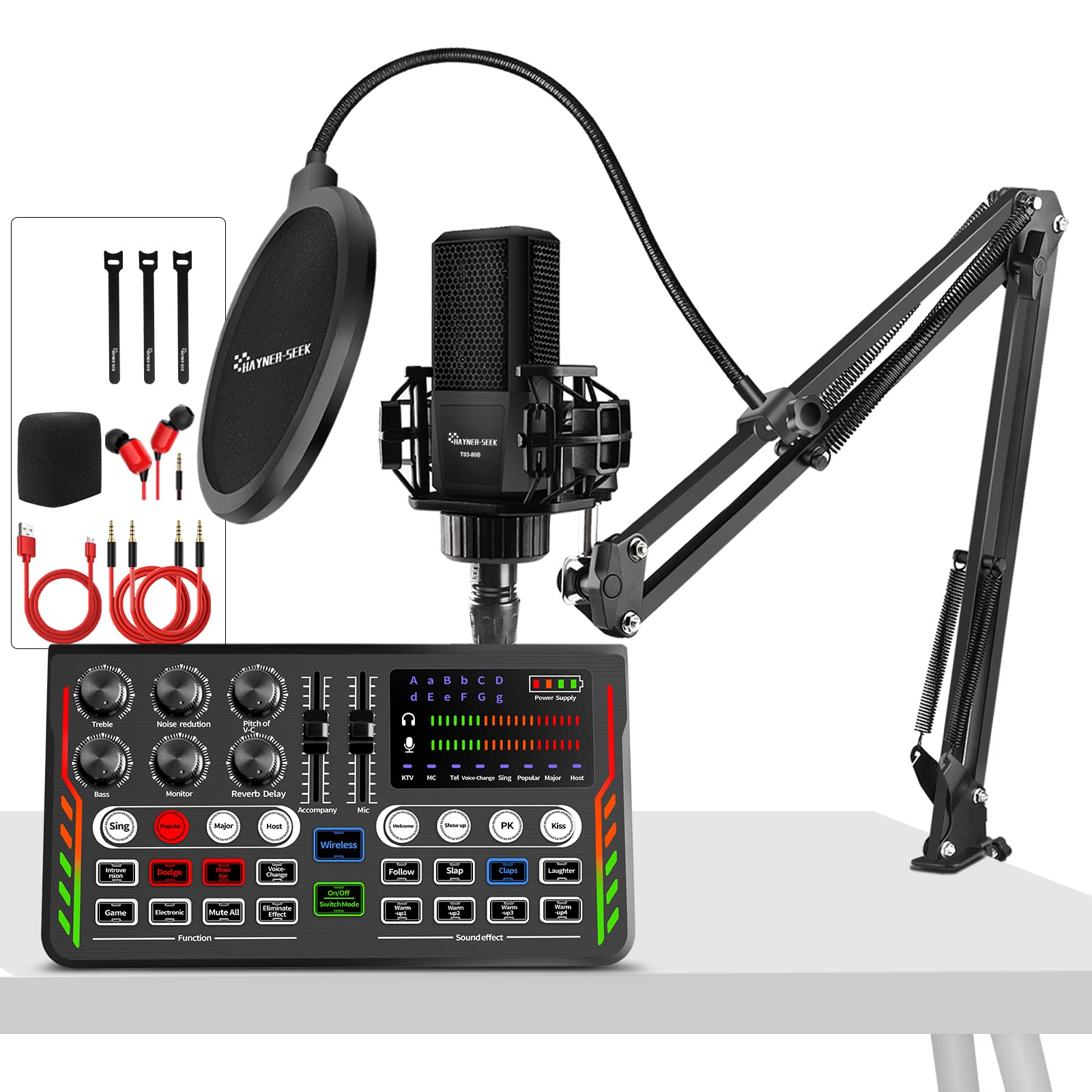 Professional Podcast Equipment Bundle - 3.5mm Condenser Mic & Audio Mixer for Live Streaming, Recording, Gaming | Compatible with Phone, PC, Laptop | Perfect for Home Studios & Content Creators