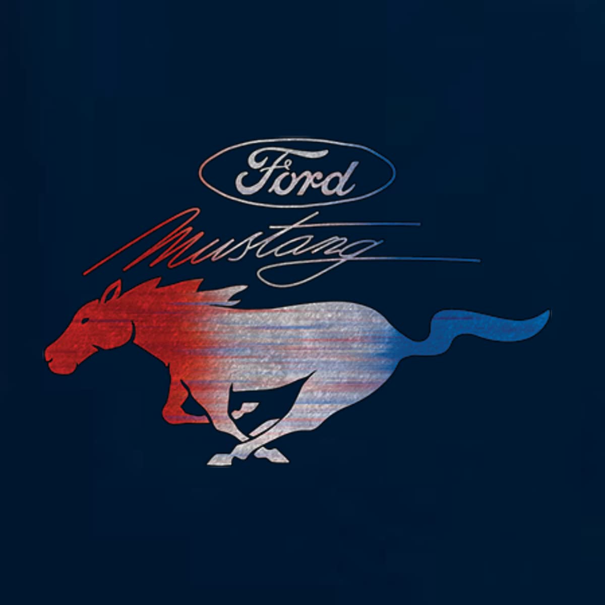Ford Mustang Graphic T-Shirt for Women - USA Flag & Mustang Emblem Design - Casual Car Enthusiast Tee for Road Trips & Car Shows