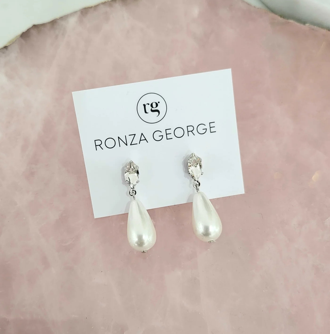 Christina Pearl Silver Swarovski Crystal Bridal Pearl Drop Earrings for Women - Elegant Wedding Jewelry, Prom & Evening Party Accessories