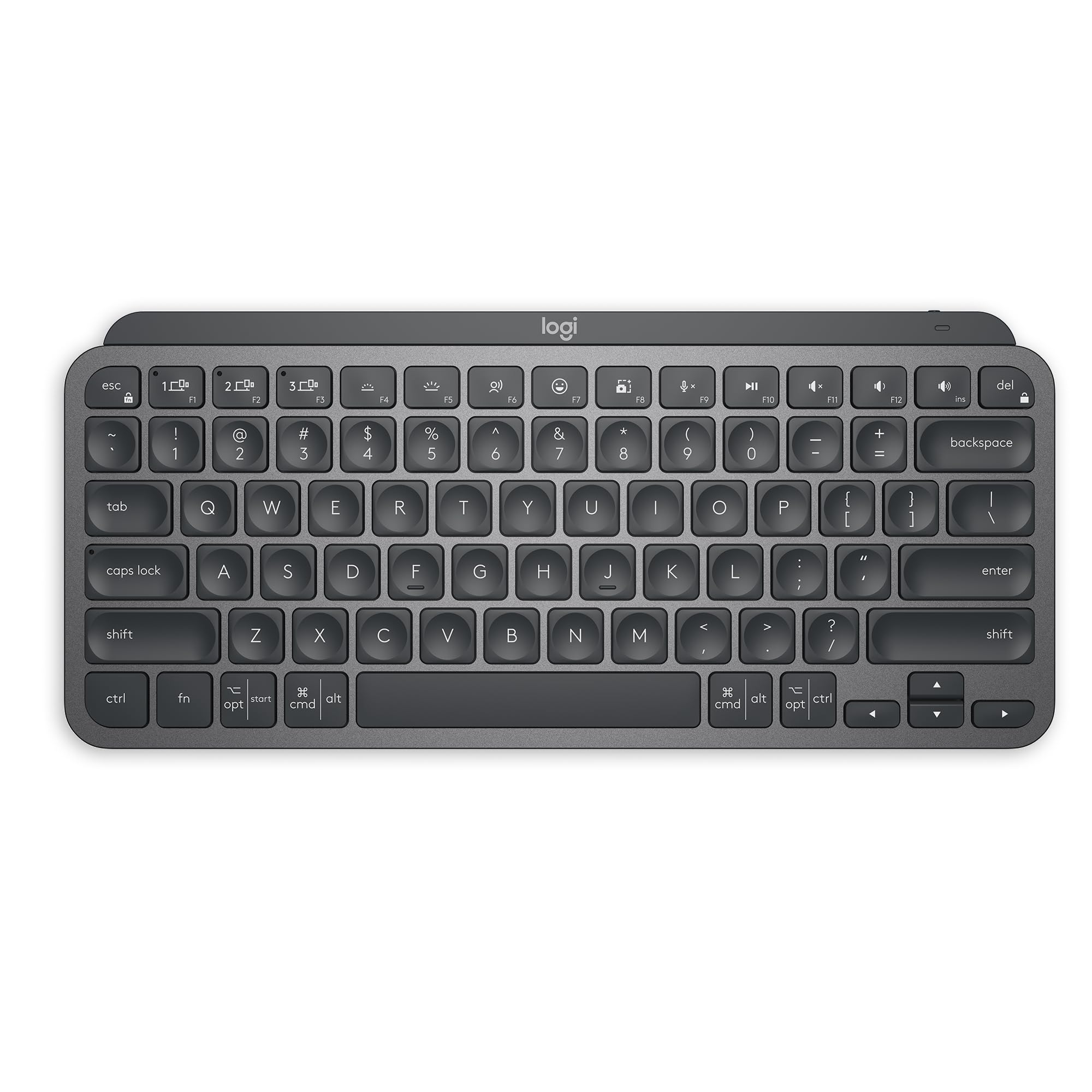 Logitech MX Keys Mini Wireless Bluetooth Keyboard - Compact Backlit Illuminated Design, USB-C Charging, Compatible with macOS, Windows, iOS, Android & Linux - Graphite Metal Build for Home Office, Gaming & Productivity