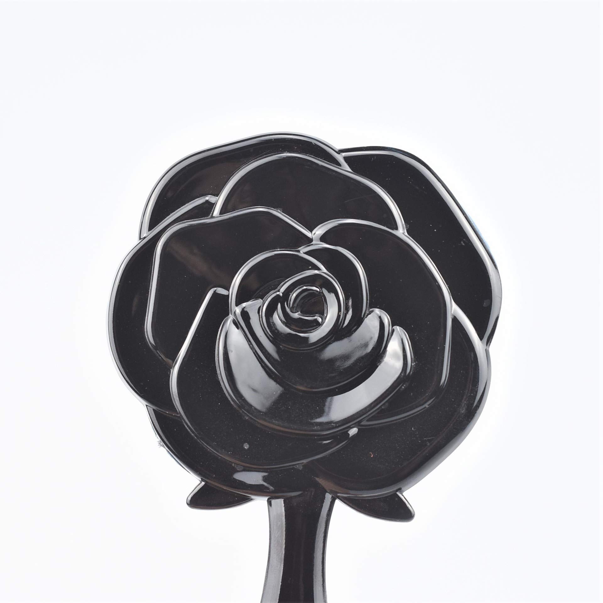 Teensery 2 Pack Rose Flower Shaped Plastic Hand Mirror - Portable Travel Makeup Mirror for Women & Girls (Black) - Perfect for Home, Travel, and Beauty Routines
