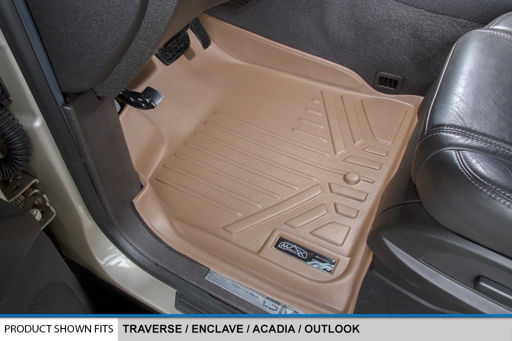MAXLINER Custom Fit 2 Row Tan Floor Mats for 2009-2016 GMC Acadia & 2017 Acadia Limited | All-Weather Protection & Perfect Fit | Ideal for Road Trips, Family Outings & Daily Commute
