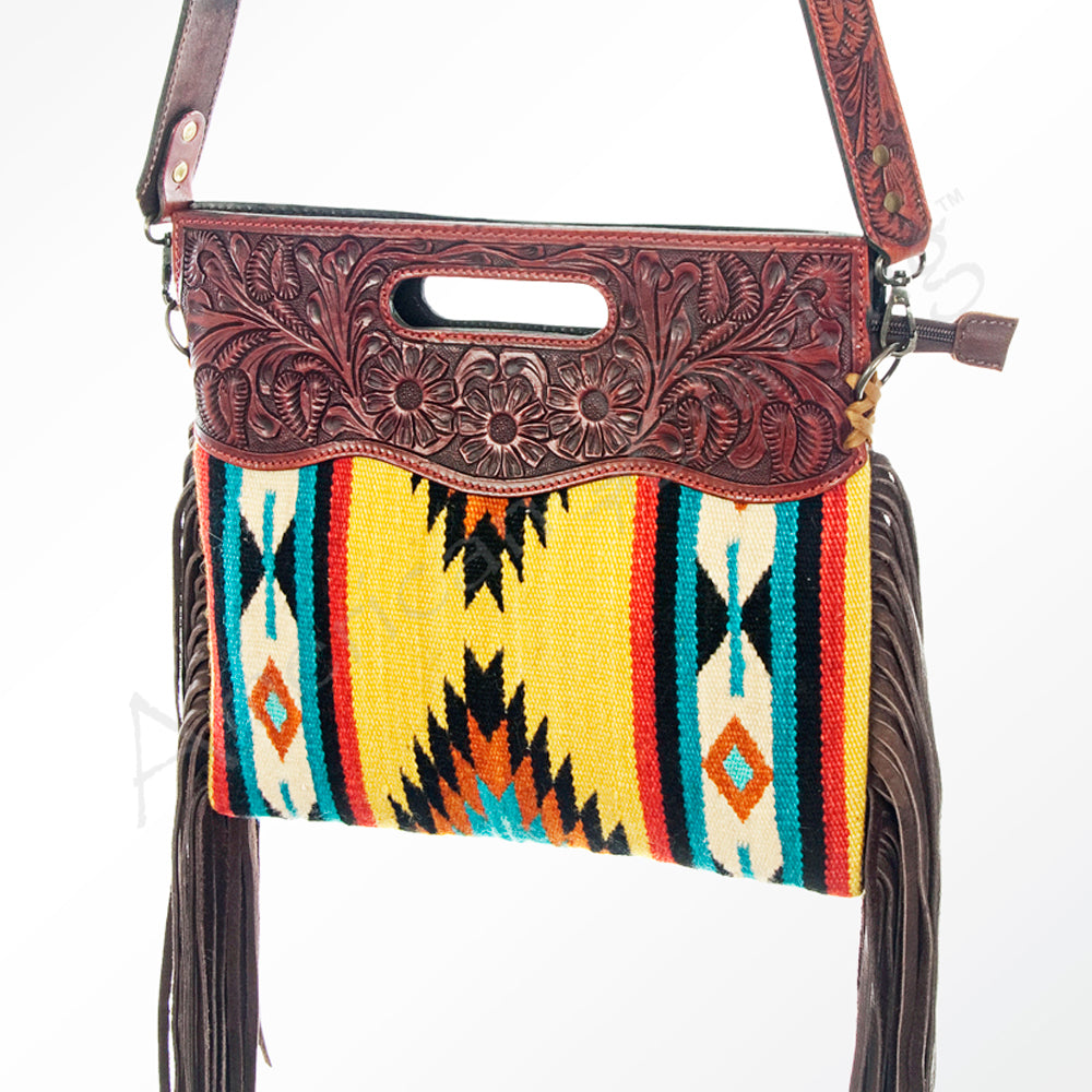 American Darling ADBG247DAR1 Genuine Leather Women's Western Handbag - Hand Tooled Saddle Blanket Clutch Purse for Cowgirl Style, Rodeo Events & Country Fashion Accessories