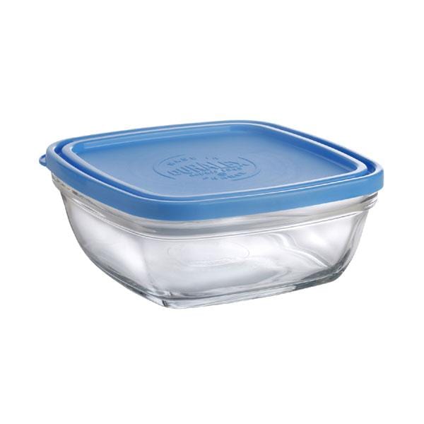 Duralex Lys Square Lidded Bowls - 4-Piece Set, Tempered Glass Food Storage Containers for Kitchen, Microwave & Freezer Safe - Perfect for Meal Prep, Leftovers & Pantry Organization