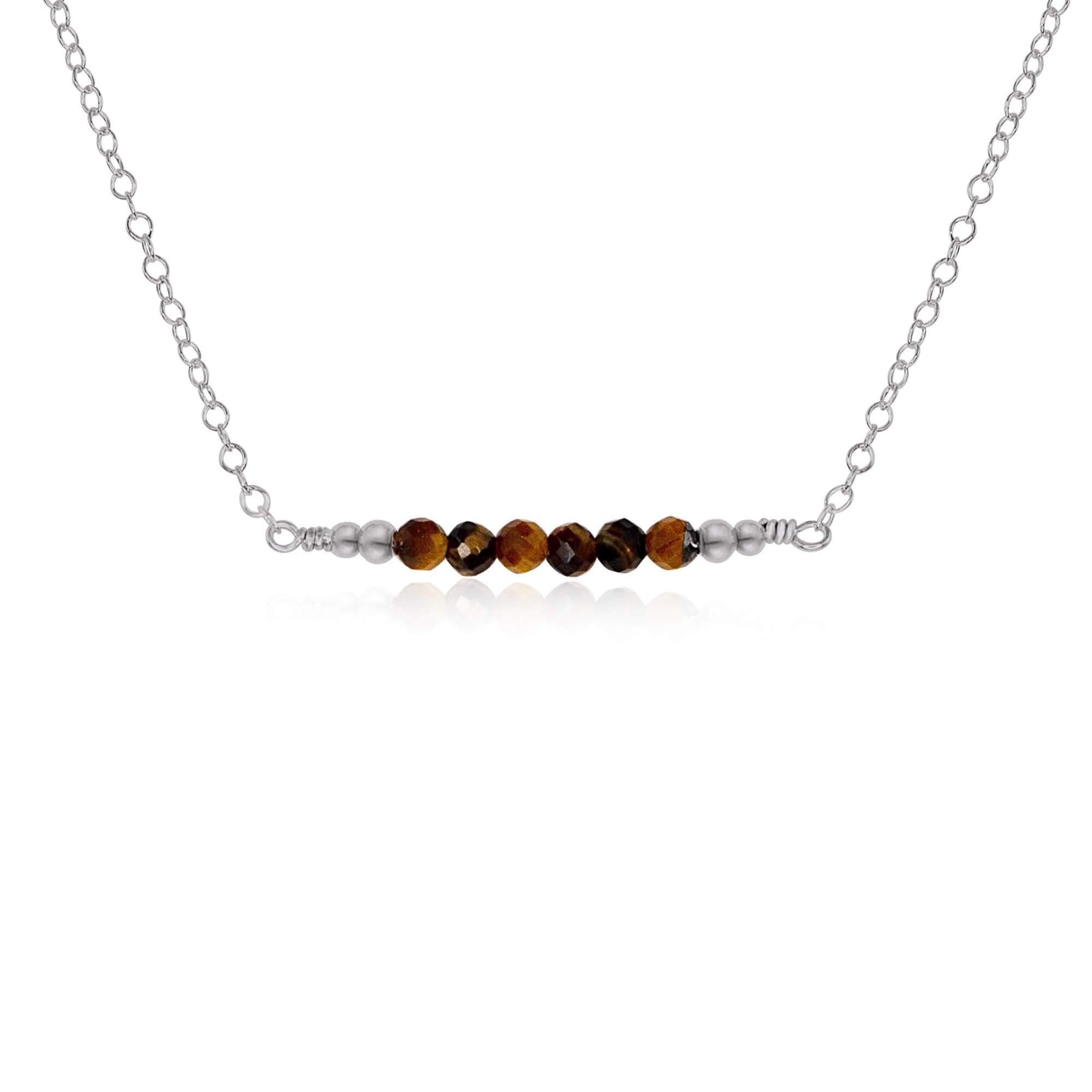 Sparkling Tiger's Eye Faceted Bead Bar Necklace - Elegant Gemstone Jewelry for Women | Perfect for Office Wear, Date Nights & Special Occasions