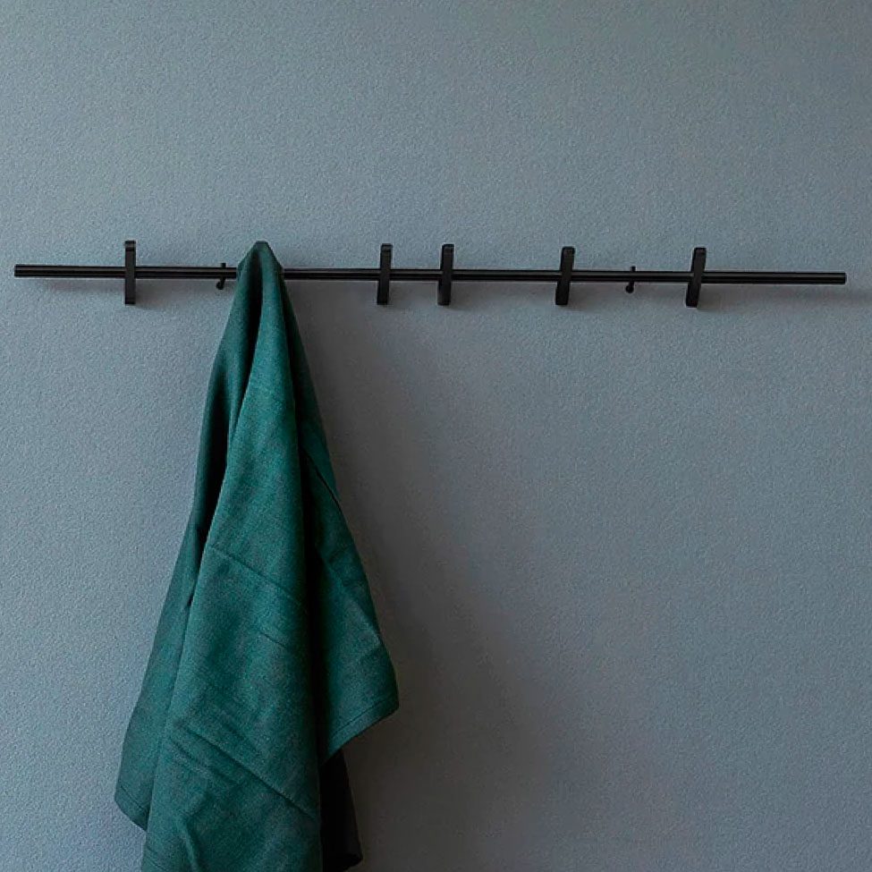 MOEBE Modern Wall Mounted Coat Rack - 70cm Black Wooden Hanger for Jackets, Hats & Scarves | Perfect for Entryway, Bedroom & Small Space Organization