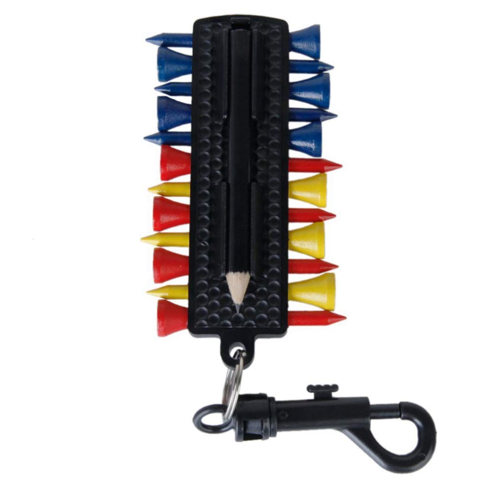 IMIKEYA Golf Tee Holder & Caddy - Plastic Golf Tee Organizer with 12 Tees & 2 Ball Markers - Perfect for Golf Bag, Cart & Driving Range Accessories - Golf Course Essentials for Men & Women