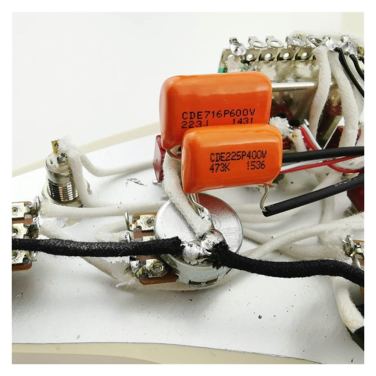 Premium Double Capacitor SSH Humbucker Pickups with Pickguard Wiring Kit - Compatible with Stratocaster Style Guitars - Perfect for Upgrading Tone & Reducing Noise in Rock, Blues & Jazz Performances